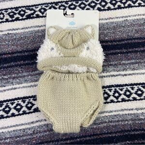 New NWT Cloud Island Baby Knit Sweater Animal Fox Hat Beanie Diaper Cover OS